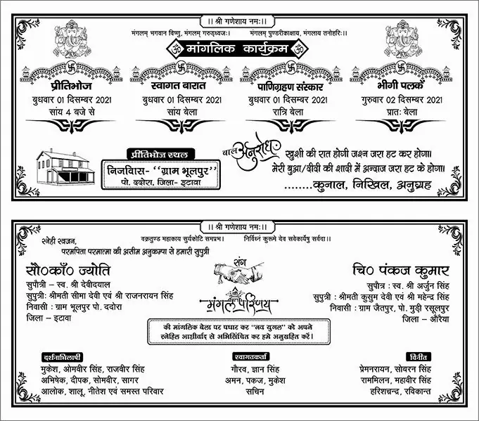 Hindu wedding Card New CDR File with Font