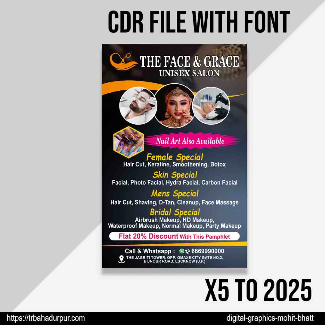 Unisex Salon Flyer Pamphlet Design CDR File