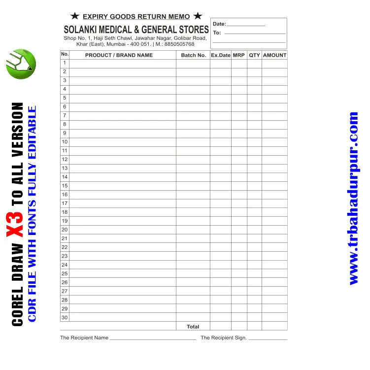 Letest New Medical store rasid book Design CDR File