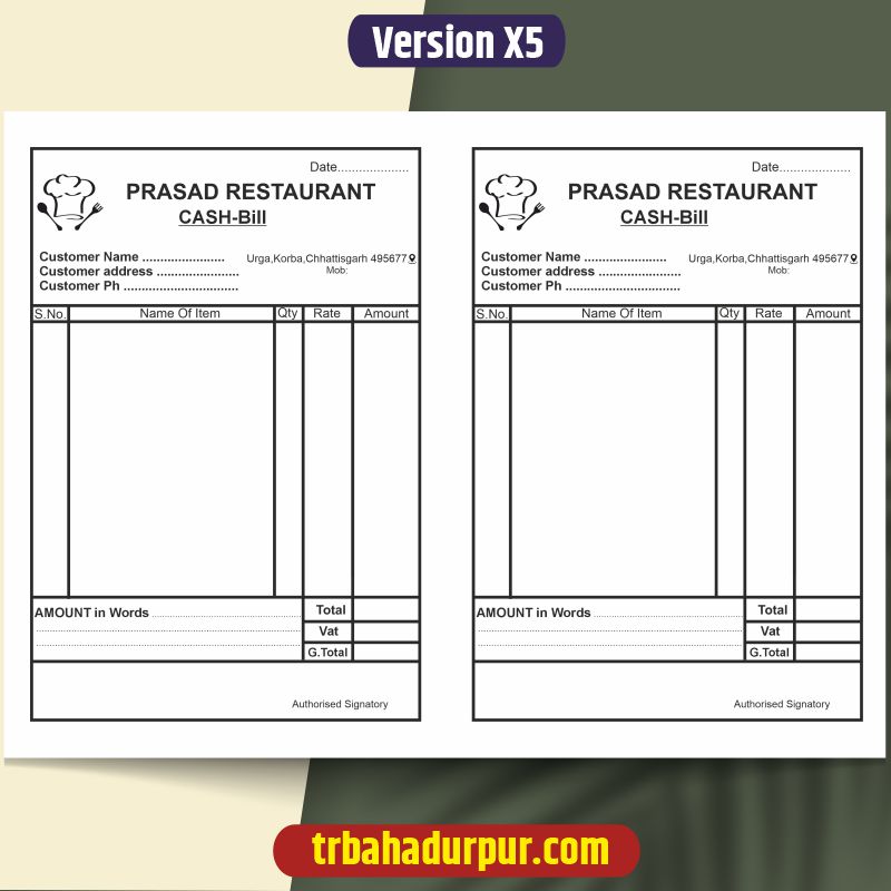 Restaurant billbook cdr