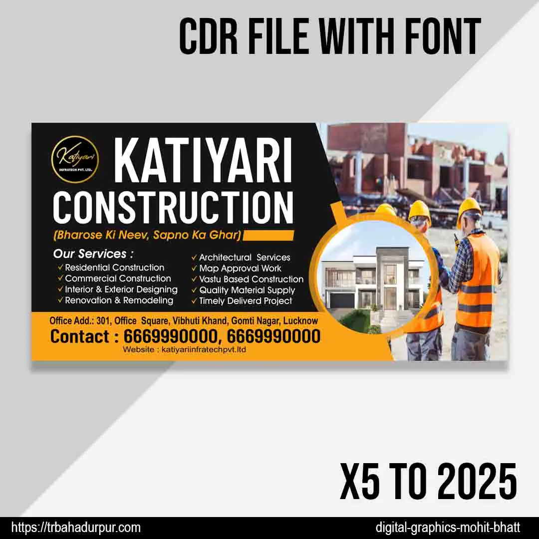 construction business flex board design cdr