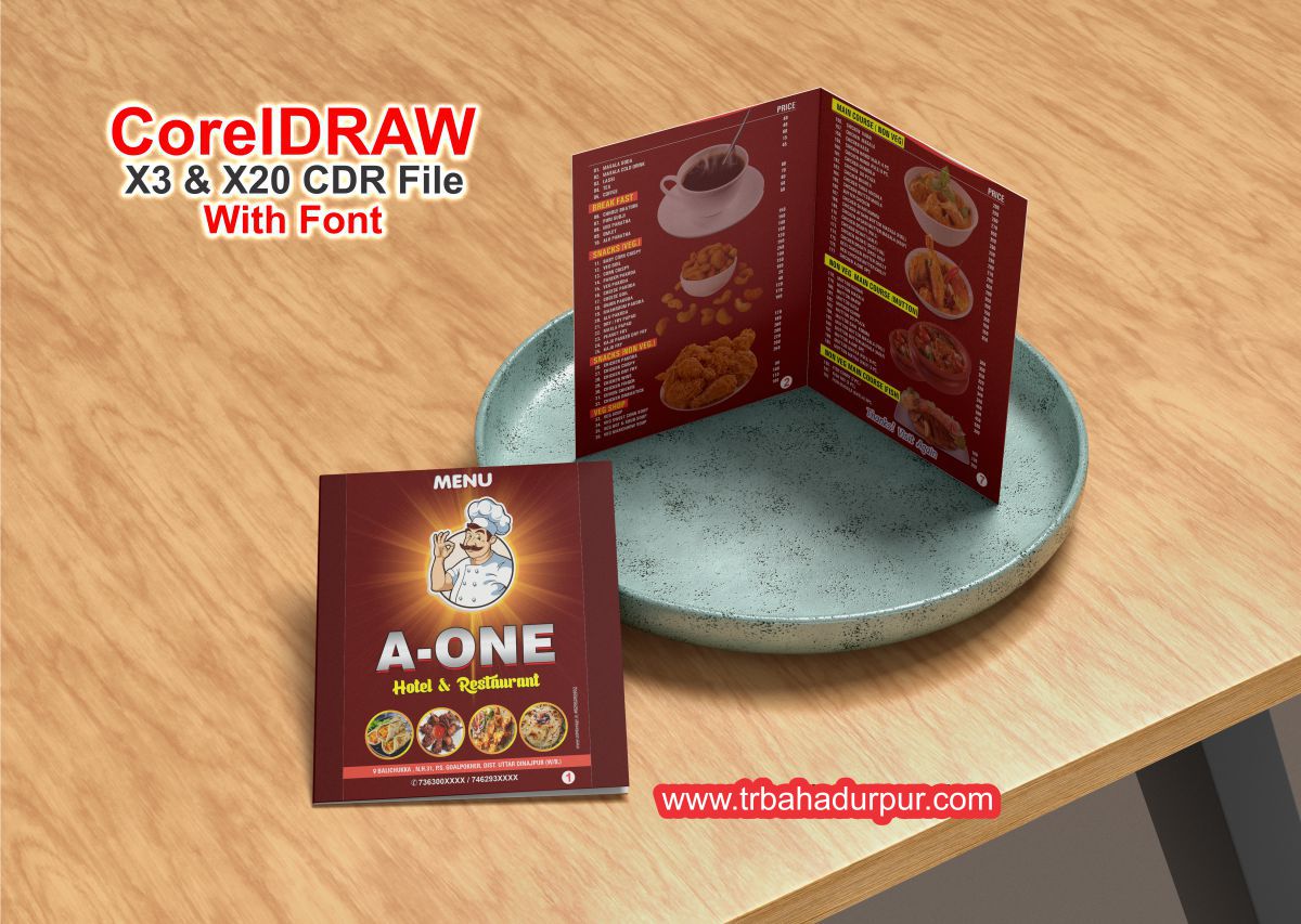 A One Menu Card Design CDR File