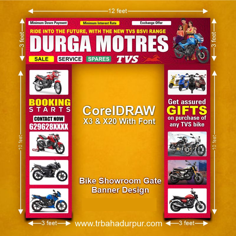 Bike Showroom Gate Banner Design CDR File