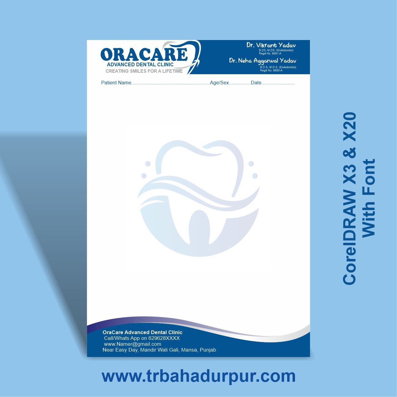 Dental Letterhead Design CDR File & DR Pad Design