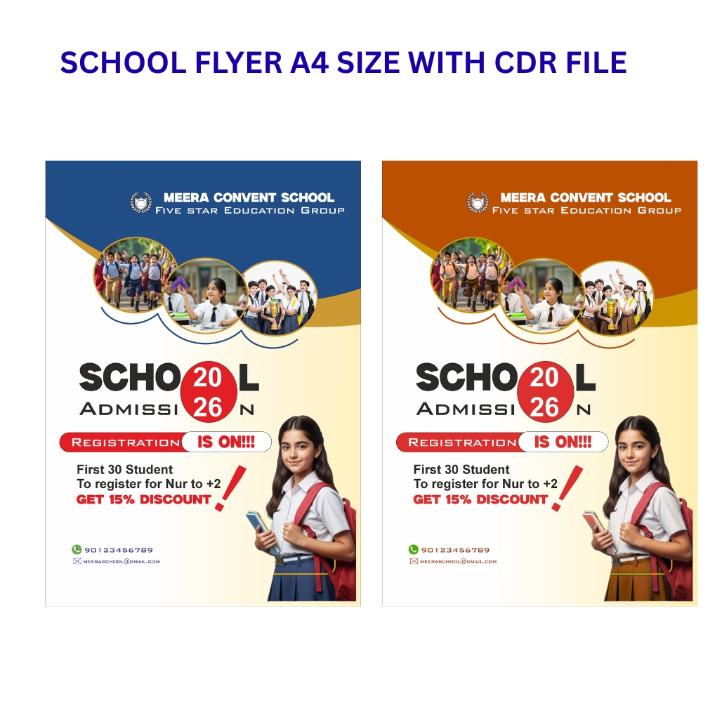 School Admission flyer a4 size fully editable version 2025 cdr file
