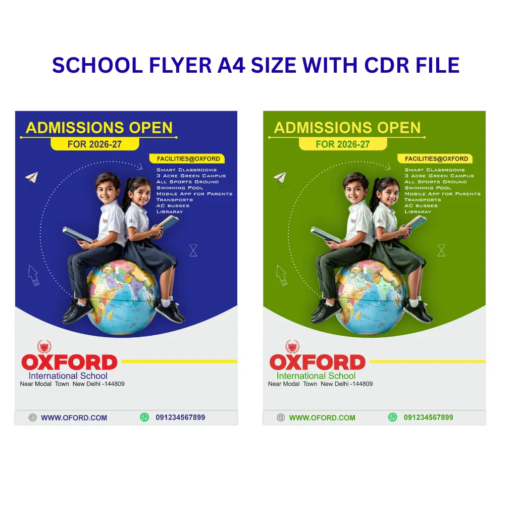 School Admission flyer a4 size fully editable cdr 2025 with font